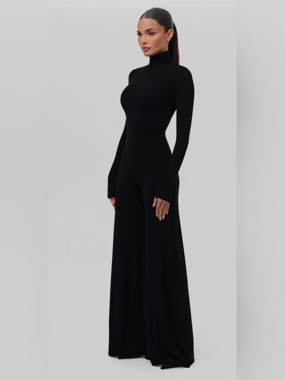 NWT Naked Wardrobe NW Sculpt Wide-Leg Jumpsuit Black Size Medium